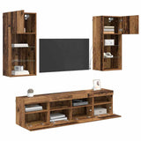 TV Wall Units with LED Old Wood Engineered Wood 3402980