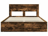 Bed Frame with Storage Smoked Oak 120 x 190 cm Solid Pine Wood 3409779