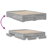 Bed Frame with Drawers without Mattress Grey Sonoma 120x190 cm Small Double 3280417