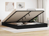 Ottoman Bed Frame Black Oak 203 x 180 x 25 cm Engineered Wood 3409206