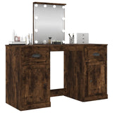 Dressing Table with LED Smoked Oak 130x50x132.5 cm 3185348
