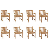 Outdoor Chair Set of 8 Brown Solid teak wood Medium Durable 3073003