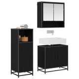 Bathroom Furniture Set 3 pcs Black Oak Engineered Wood 3402386