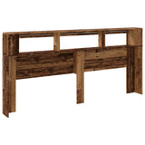 LED Headboard Old Wood 220x18.5x103.5 cm Engineered Wood 857694