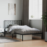 Metal Bed Frame without Mattress with Headboard Black 107x203cm 374433