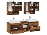 Bathroom Furniture Set 5 pcs Old Wood Engineered Wood and Glass 3406805