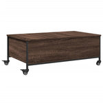 ZNTS Coffee Table with Wheels Brown Oak 91x55x34 cm Engineered Wood 842300