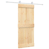 Sliding Door Natural and White 85 x 210 cm Solid Pine Wood 3445028