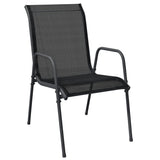 3 Piece Garden Dining Set Black Steel and Textilene 3200690