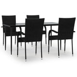 Garden Dining Set Black Poly Rattan Standard Foldable 3156668