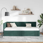 Corner Bed Frame with Headboard Dark green 100 x 200 cm Velvet 42016278