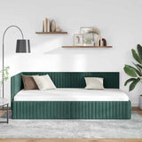 Corner Bed Frame with Headboard Dark green 100 x 200 cm Velvet 42016278