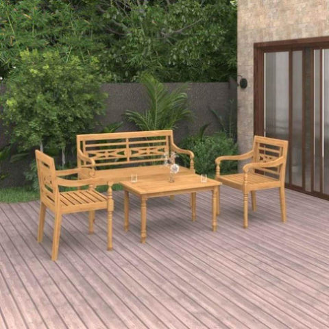 ZNTS 4 Piece Garden Lounge Set Solid Teak Wood 3087051
