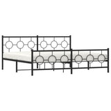 Metal Bed Frame without Mattress with Footboard Black 193x203cm 376250