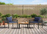 Outdoor Furniture Set 3 pcs Grey and Navy Blue Poly Rattan 42025350