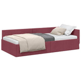 Corner Bed Frame with Headboard Wine Red 80 cm x 200 cm Velvet 42016030
