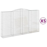 Arched Gabion Baskets 5 pcs 400x50x220/240 cm Galvanised Iron 3147077