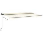 ZNTS Manual Retractable Awning with Posts 6x3.5 m Cream 3070277