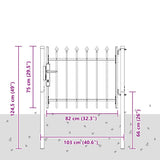 Fence Gate BOXTEL 103 x 124.5 cm Powder-Coated Steel Grey 42008878