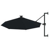 Wall-mounted Garden Parasol with LEDs 300 cm Black 312528