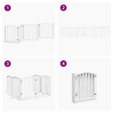 Dog Gate with Door Foldable 6 Panels White 300 cm Poplar Wood 352213