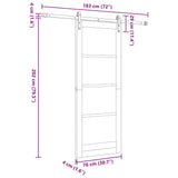 Sliding Door Brown 78 x 202 cm Solid Pine Wood 3333218