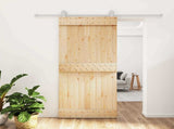 Sliding Door Natural and White 90 x 210 cm Solid Pine Wood 3445029
