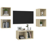 5 Piece TV Cabinet Set Sonoma Oak Engineered Wood 3079604