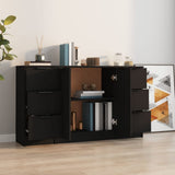 Sideboards 3 pcs Black Engineered Wood 3115837