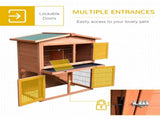 Rabbit Hutch Outdoor Guinea Pig Hutch 2-Tier Bunny Cage with No-Leak Tray 100.5 x 55 x 101 cm T3398P547956