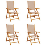 Reclining Garden Chairs 4 pcs Taupe Fabric and Solid Wood 3214544