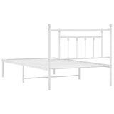 Bed Frame White Powder-Coated Steel Single Bed Frame 353581