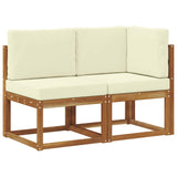Outdoor Middle and Corner Sofa 2 Piece Natural and Cream 900469