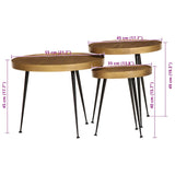 Coffee Table 3 pcs Golden Engineered Wood 373640