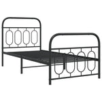 ZNTS Metal Bed Frame without Mattress with Footboard Black 90x190cm 377127