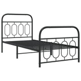 ZNTS Metal Bed Frame without Mattress with Footboard Black 90x190cm 377127