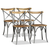 Dining Chairs 4 pcs Solid Mango Wood and Steel Cross Back 274882