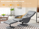 Swivel Recliner Chair with Footstool, PU Leather Armchair and Ottoman with High Back and Round Base T3398P329539