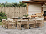 11 Piece Garden Dining Set with Cushions Beige Poly Rattan 3211750
