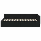Corner Bed Frame with Headboard Black 100 cm x 200 cm Velvet 42016053