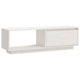 TV Cabinet White 110x30x33.5 cm Solid Pinewood 809889