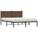 Metal Bed Frame without Mattress Brown Oak 137x190 cm 4007764