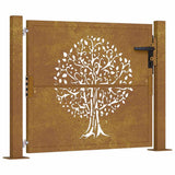 Garden Gate 100x100 cm Corten Steel Tree Design 153161