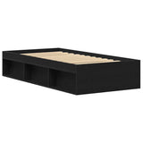 Bed Frame without Mattress Black Oak 75x190 cm Engineered Wood 3329311