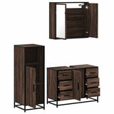 3 Piece Bathroom Furniture Set Brown Oak Engineered Wood 3300964