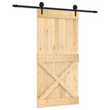 Sliding Door Natural and Black 100 x 210 cm Solid Pine Wood 3445169
