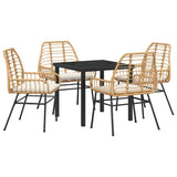Garden Dining Set 5 pcs Brown Poly Rattan 3380863