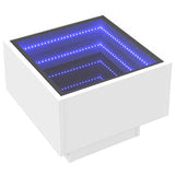 Side Table with LED White 40x40x30 cm Engineered Wood 847497