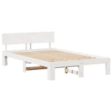 Bed Frame with Headboard White 140 x 190 cm Solid Pine Wood 872657