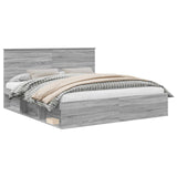 Bed Frame Grey Sonoma 180 x 200 cm Solid Pine Wood 3410979